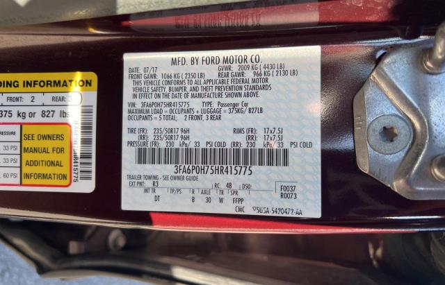 Photo 10 from auction – 2017 FORD FUSION SE with VIN 3FA6P0H75HR415775