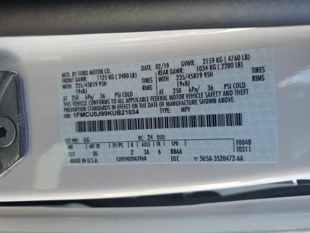 Photo 14 from auction – 2019 FORD ESCAPE TIT with VIN 1FMCU0J99KUB21034