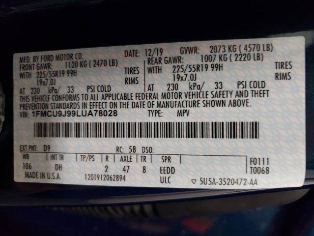 Photo 14 from auction – 2020 FORD ESCAPE TIT with VIN 1FMCU9J99LUA78028