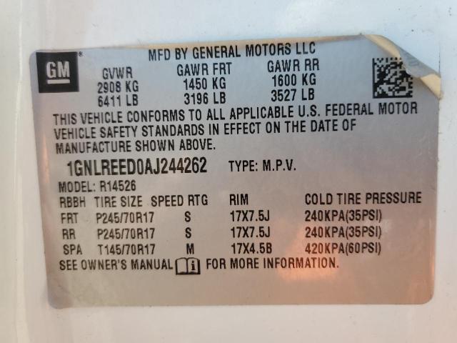 Photo 14 from auction – 2010 CHEVROLET TRAVERSE L with VIN 1GNLREED0AJ244262
