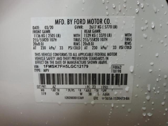 Photo 14 from auction – 2020 FORD EXPLORER L with VIN 1FMSK7FH5LGC12179