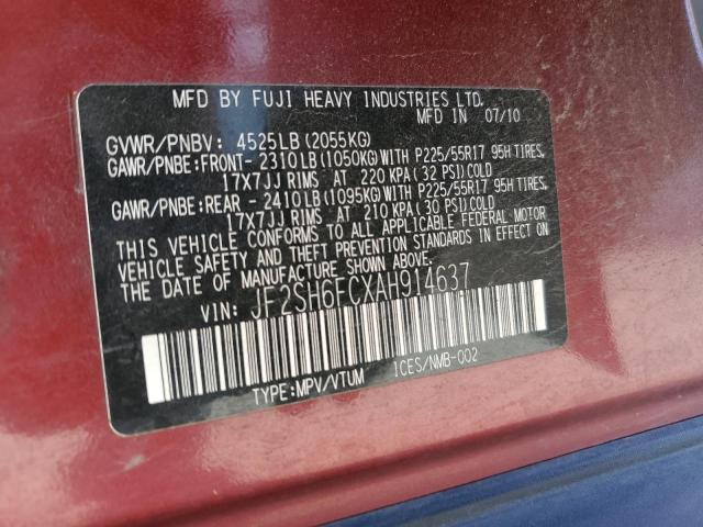 Photo 14 from auction – 2010 SUBARU FORESTER 2 with VIN JF2SH6FCXAH914637