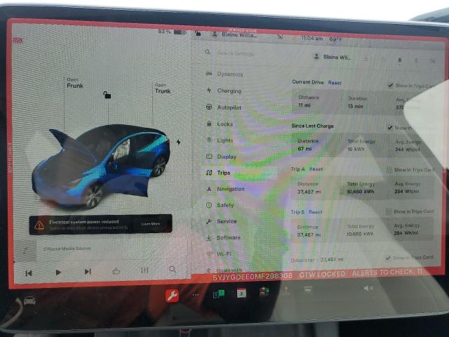 Photo 9 from auction – 2021 TESLA MODEL Y with VIN 5YJYGDEE0MF298308