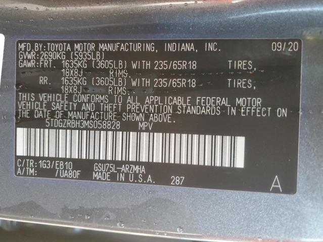 Photo 14 from auction – 2021 TOYOTA HIGHLANDER with VIN 5TDGZRBH3MS058828