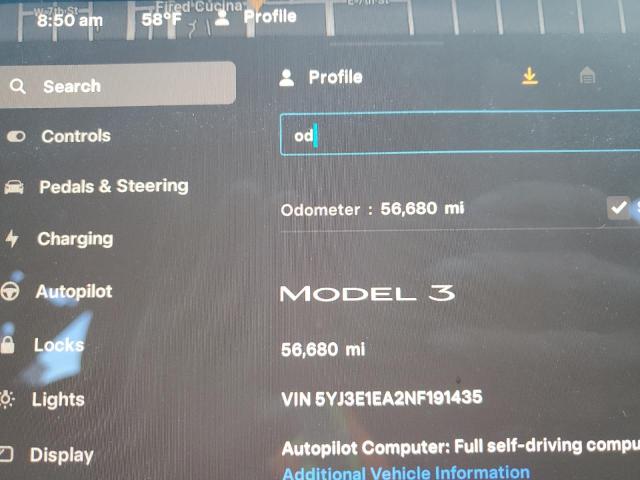 Photo 9 from auction – 2022 TESLA MODEL 3 with VIN 5YJ3E1EA2NF191435