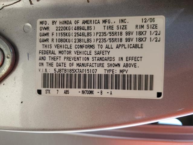 Photo 14 from auction – 2007 ACURA RDX TECHNO with VIN 5J8TB185X7A015107