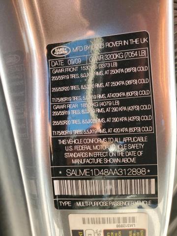 Photo 14 from auction – 2010 LAND ROVER RANGE ROVE with VIN SALME1D48AA312898