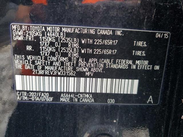 Photo 14 from auction – 2015 TOYOTA RAV4 XLE with VIN 2T3RFREV3FW331562