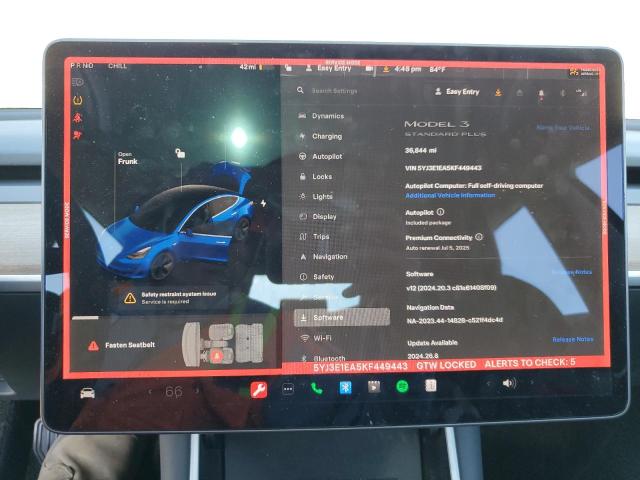 Photo 9 from auction – 2019 TESLA MODEL 3 with VIN 5YJ3E1EA5KF449443
