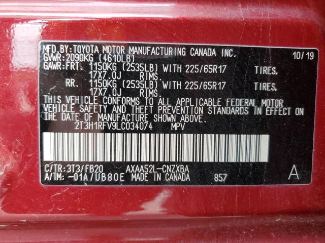 Photo 14 from auction – 2020 TOYOTA RAV4 LE with VIN 2T3H1RFV9LC034074