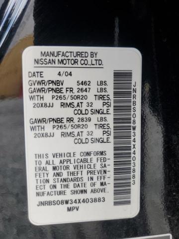 Photo 14 from auction – 2004 INFINITI FX45 with VIN JNRBS08W34X403883