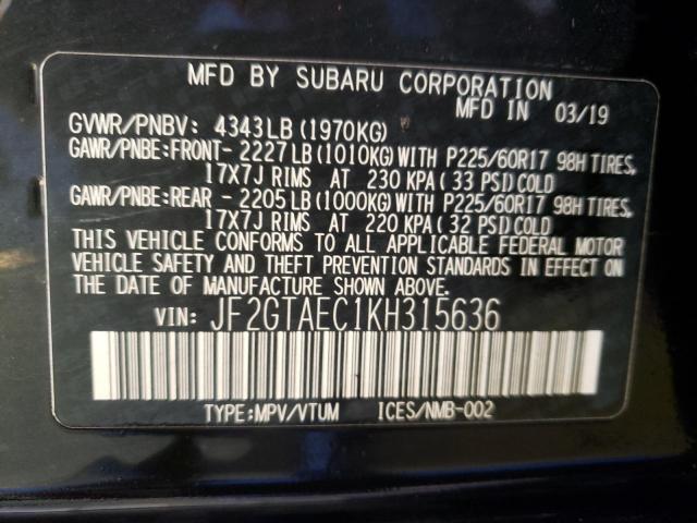 Photo 14 from auction – 2019 SUBARU CROSSTREK with VIN JF2GTAEC1KH315636