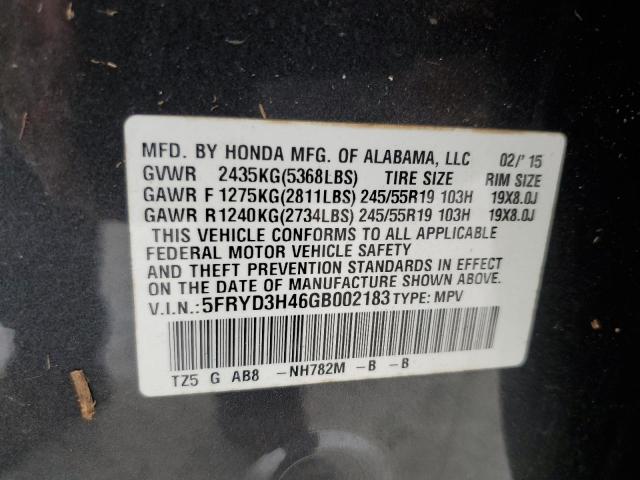 Foto 14 de la subasta – 2016 ACURA MDX TECHNO con VIN 5FRYD3H46GB002183