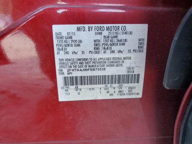 Photo 14 from auction – 2015 FORD EDGE SEL with VIN 2FMTK4J99FBB75538
