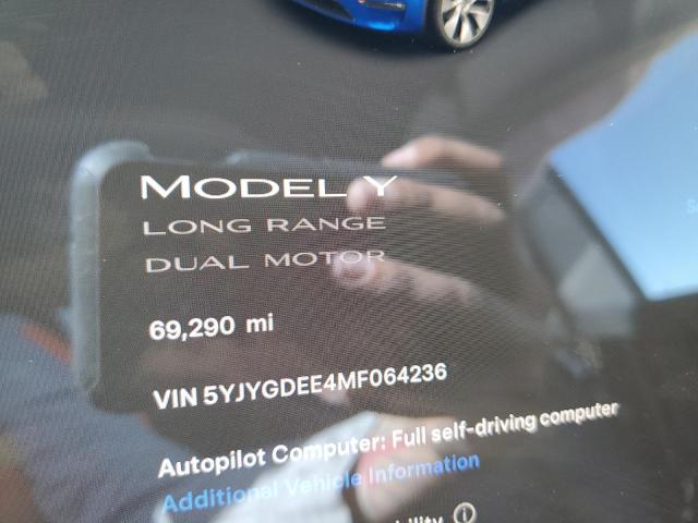 Photo 9 from auction – 2021 TESLA MODEL Y with VIN 5YJYGDEE4MF064236
