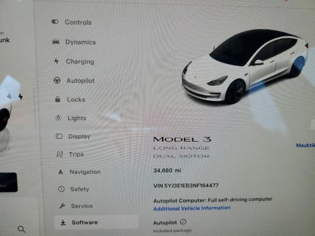 Photo 9 from auction – 2022 TESLA MODEL 3 with VIN 5YJ3E1EB3NF164477