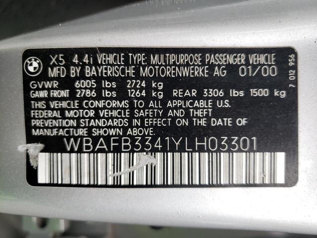 Photo 14 from auction – 2000 BMW X5 4.4I with VIN WBAFB3341YLH03301