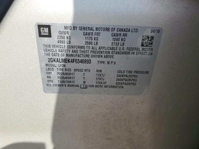 Photo 14 from auction – 2015 GMC TERRAIN SL with VIN 2GKALMEK4F6346893