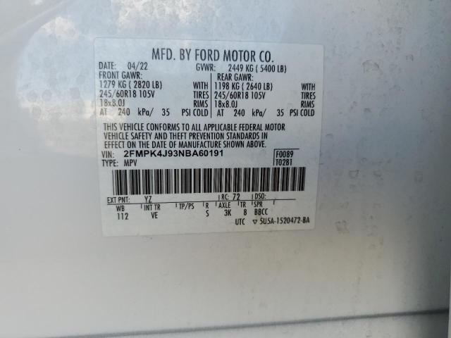 صورة رقم 14 من المزاد - 2022 FORD EDGE SEL مع VIN 2FMPK4J93NBA60191