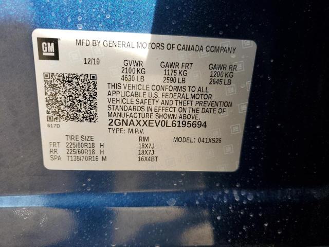 Photo 14 from auction – 2020 CHEVROLET EQUINOX PR with VIN 2GNAXXEV0L6195694