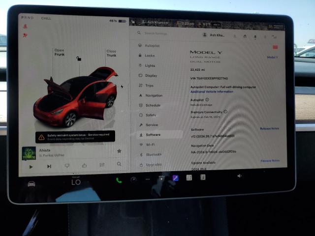 Photo 9 from auction – 2023 TESLA MODEL Y with VIN 7SAYGDEE8PF827740