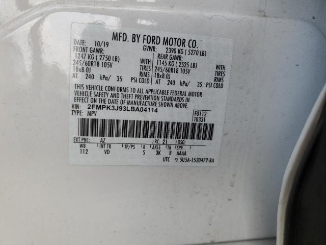 Photo 14 from auction – 2020 FORD EDGE SEL with VIN 2FMPK3J93LBA04114