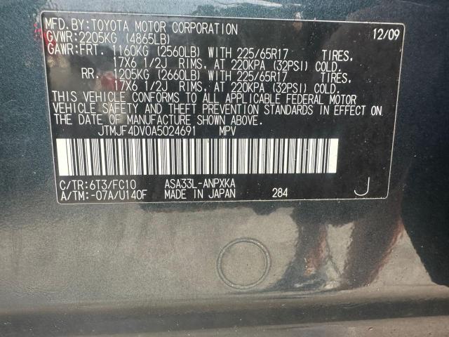 Photo 10 from auction – 2010 TOYOTA RAV4 with VIN JTMJF4DV0A5024691
