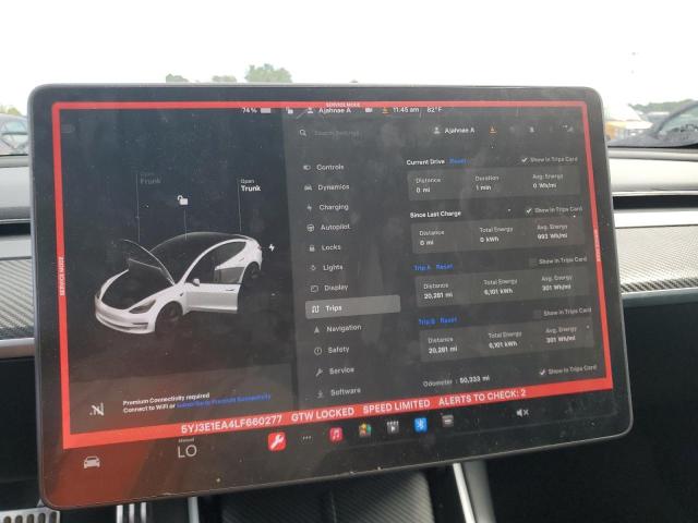 Photo 9 from auction – 2020 TESLA MODEL 3 with VIN 5YJ3E1EA4LF660277