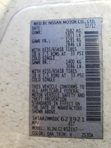 Photo 14 from auction – 2013 NISSAN PATHFINDER with VIN 5N1AR2MM8DC623921