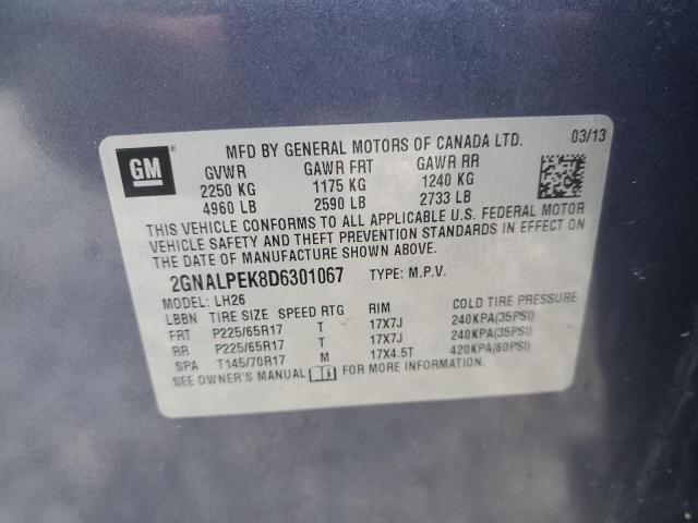 Photo 14 from auction – 2013 CHEVROLET EQUINOX LT with VIN 2GNALPEK8D6301067