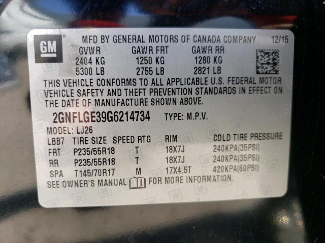 Photo 14 from auction – 2016 CHEVROLET EQUINOX LT with VIN 2GNFLGE39G6214734