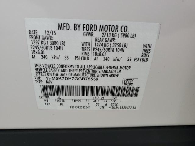 Photo 14 from auction – 2016 FORD EXPLORER X with VIN 1FM5K7DH7GGB75559