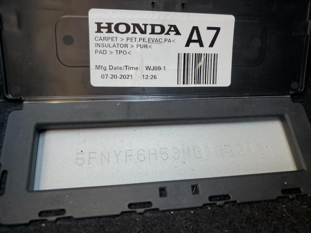 Photo 13 from auction – 2021 HONDA PILOT EXL with VIN 5FNYF6H53MB102212