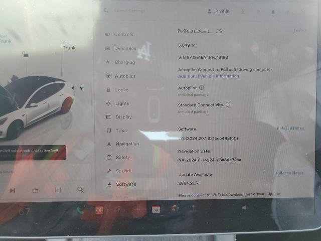 Photo 9 from auction – 2023 TESLA MODEL 3 with VIN 5YJ3E1EA4PF518193