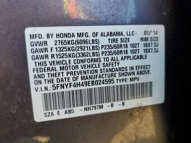 Photo 14 from auction – 2014 HONDA PILOT EX with VIN 5FNYF4H49EB024595
