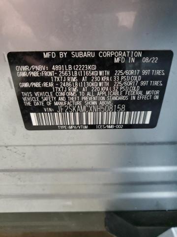 Photo 14 from auction – 2022 SUBARU FORESTER W with VIN JF2SKAMCXNH508158