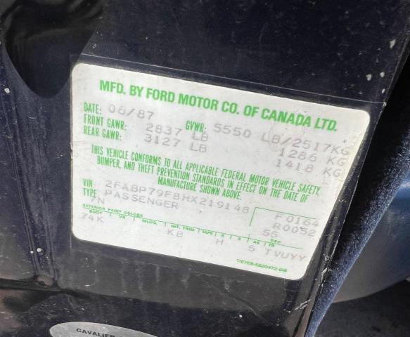 Photo 10 from auction – 1987 FORD CROWN VICT with VIN 2FABP79F8HX219148