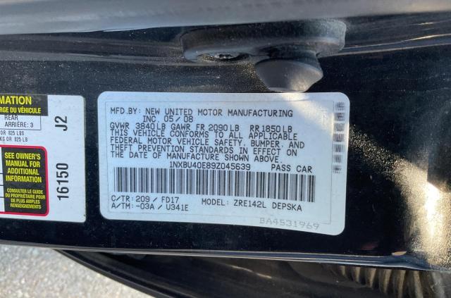 Photo 10 from auction – 2009 TOYOTA COROLLA BA with VIN 1NXBU40E89Z045639