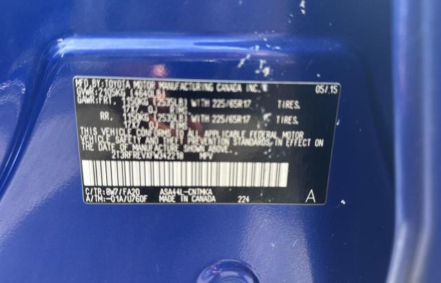 Photo 10 from auction – 2015 TOYOTA RAV4 XLE with VIN 2T3RFREVXFW342218
