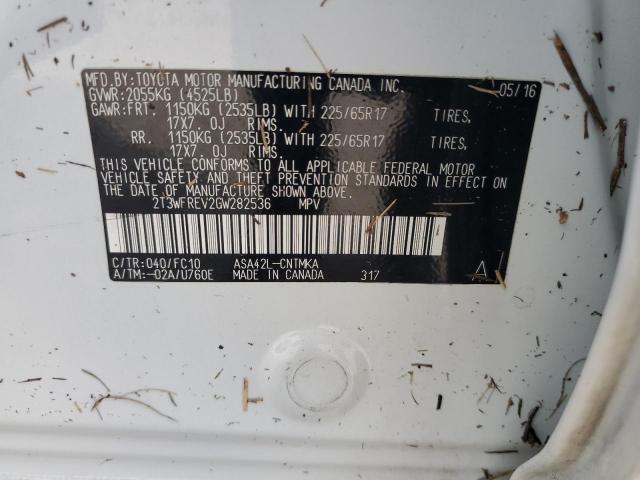 Photo 14 from auction – 2016 TOYOTA RAV4 XLE with VIN 2T3WFREV2GW282536