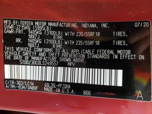 Photo 14 from auction – 2020 TOYOTA SIENNA XLE with VIN 5TDDZ3DC0LS249557