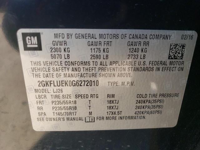 Photo 14 from auction – 2016 GMC TERRAIN SL with VIN 2GKFLUEK0G6272010