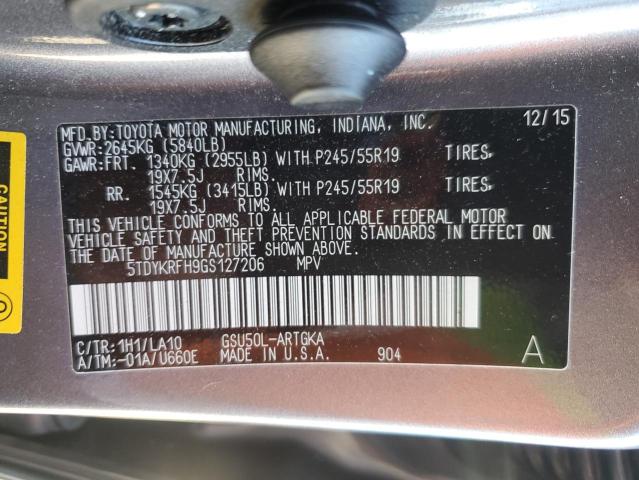 Photo 14 from auction – 2016 TOYOTA HIGHLANDER with VIN 5TDYKRFH9GS127206