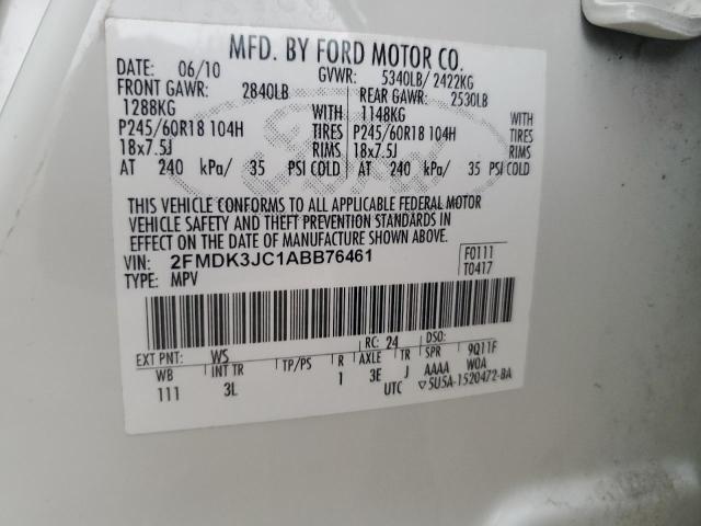 Photo 14 from auction – 2010 FORD EDGE SEL with VIN 2FMDK3JC1ABB76461