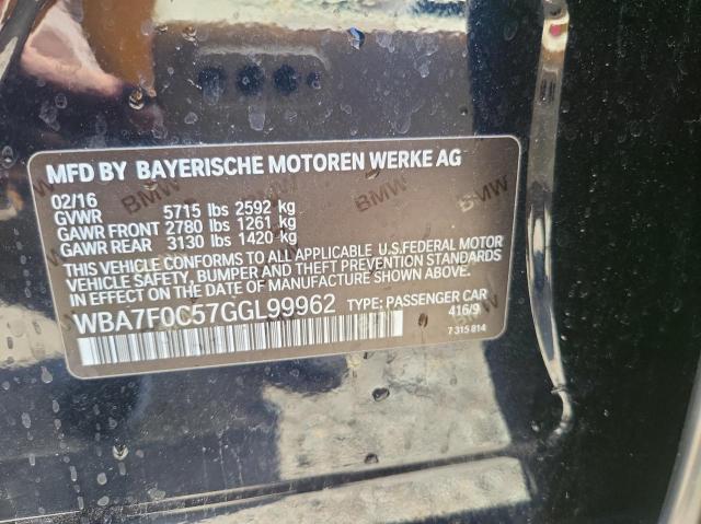 Photo 10 from auction – 2016 BMW 750 I with VIN WBA7F0C57GGL99962