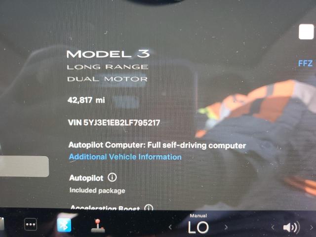 Photo 9 from auction – 2020 TESLA MODEL 3 with VIN 5YJ3E1EB2LF795217