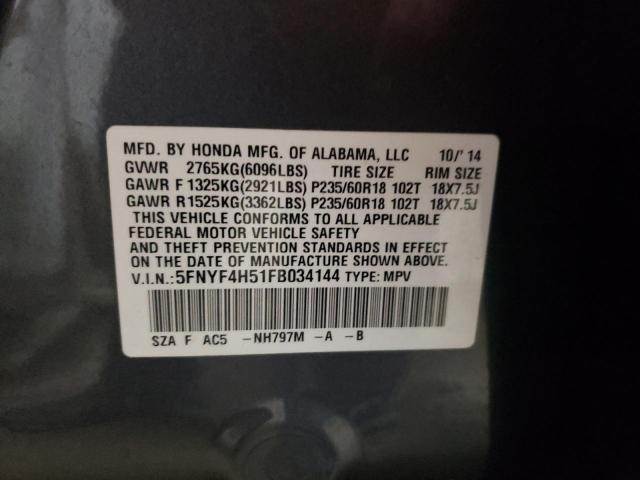 Photo 14 from auction – 2015 HONDA PILOT EXL with VIN 5FNYF4H51FB034144