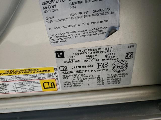 Photo 14 from auction – 2014 BUICK ENCLAVE with VIN 5GAKVBKDXEJ281118