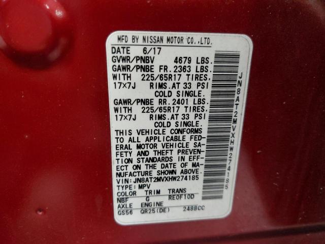 Photo 14 from auction – 2017 NISSAN ROGUE S with VIN JN8AT2MVXHW274185