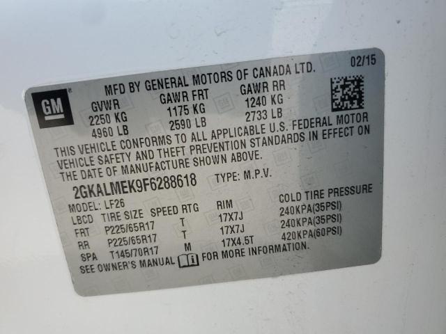 Photo 14 from auction – 2015 GMC TERRAIN SL with VIN 2GKALMEK9F6288618